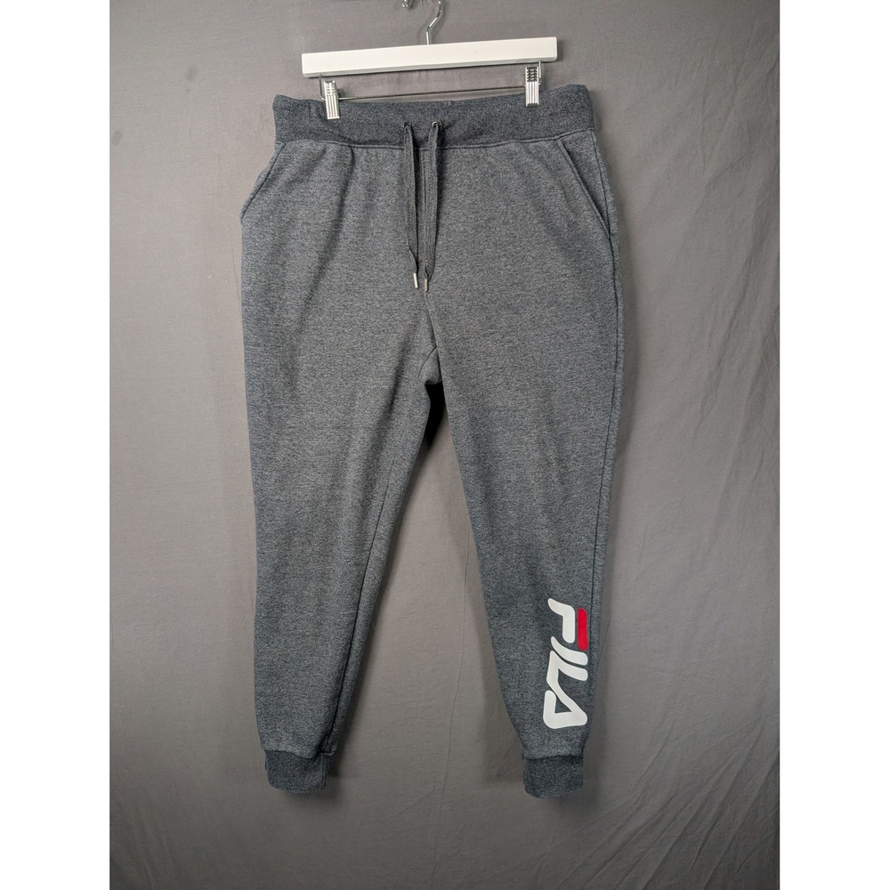 Fila Mens‎ Heather Gray Logo Jogger Sweatpants XL Activewear Fleece Pockets